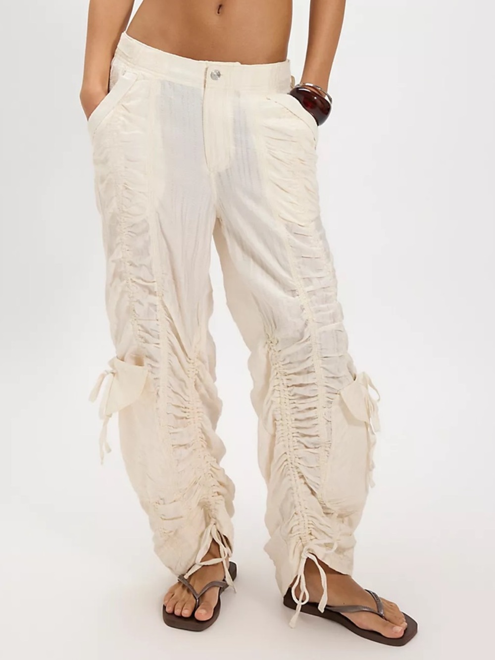 We The Free Scorpio Shirred Mid-Rise Cargo Pants